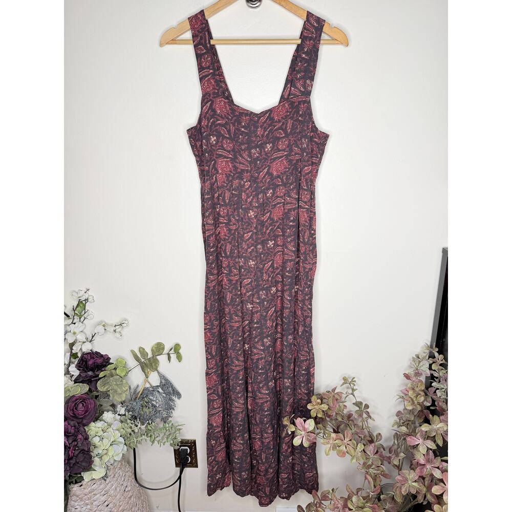 NATURAL LIFE Tricia Wide Leg Jumpsuit Brown Rust Floral Sz M {G26} - Picture 5 of 8